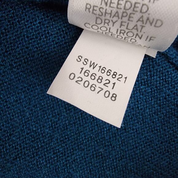 J. Jill Women’s Cardigan Sweater Large Wool Blend Teal V Neck Three Button Knit - Picture 9 of 10